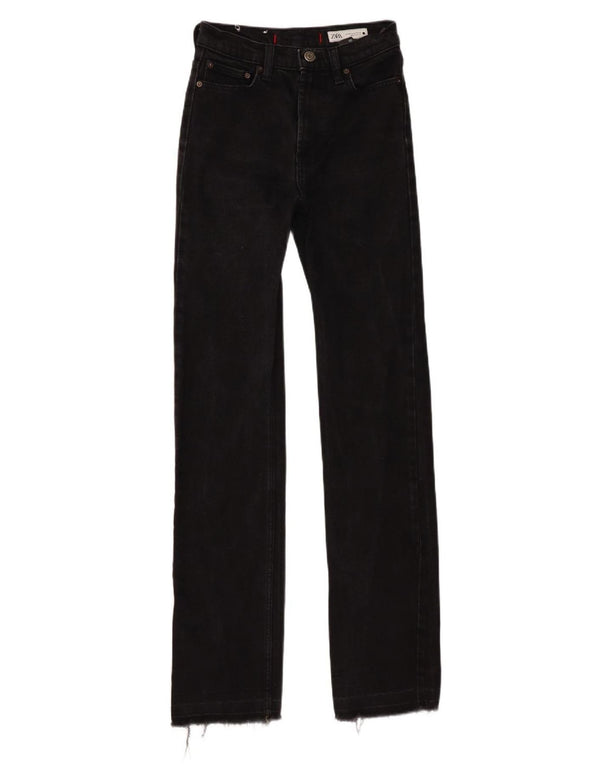 Zara Γυναικείο Straight Jeans EU 32 2XS W22 L32 Μαύρο βαμβακερό