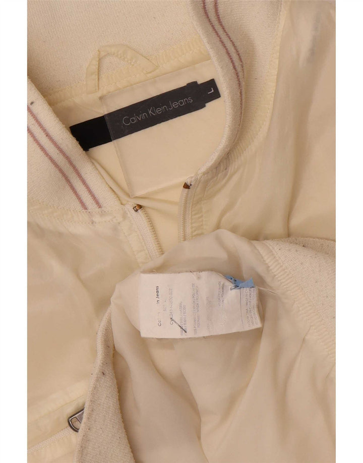 Calvin Klein Jeans Γυναικείο Bomber Jacket UK 16 Large Off White Polyamide