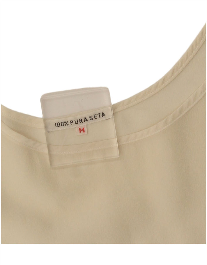 Vintage Γυναικείο Crop Γιλέκο UK 14 Medium Beige Silk
