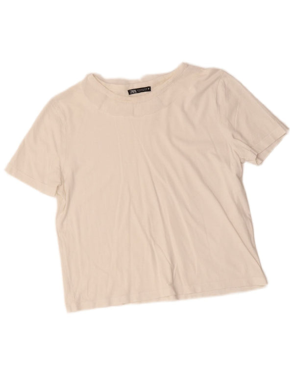 Zara Γυναικείο T-Shirt T-Shirt Top UK 12 Medium White