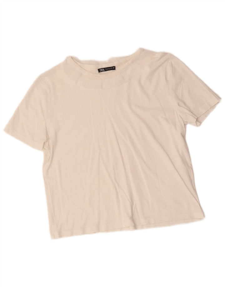 Zara Γυναικείο T-Shirt T-Shirt Top UK 12 Medium White