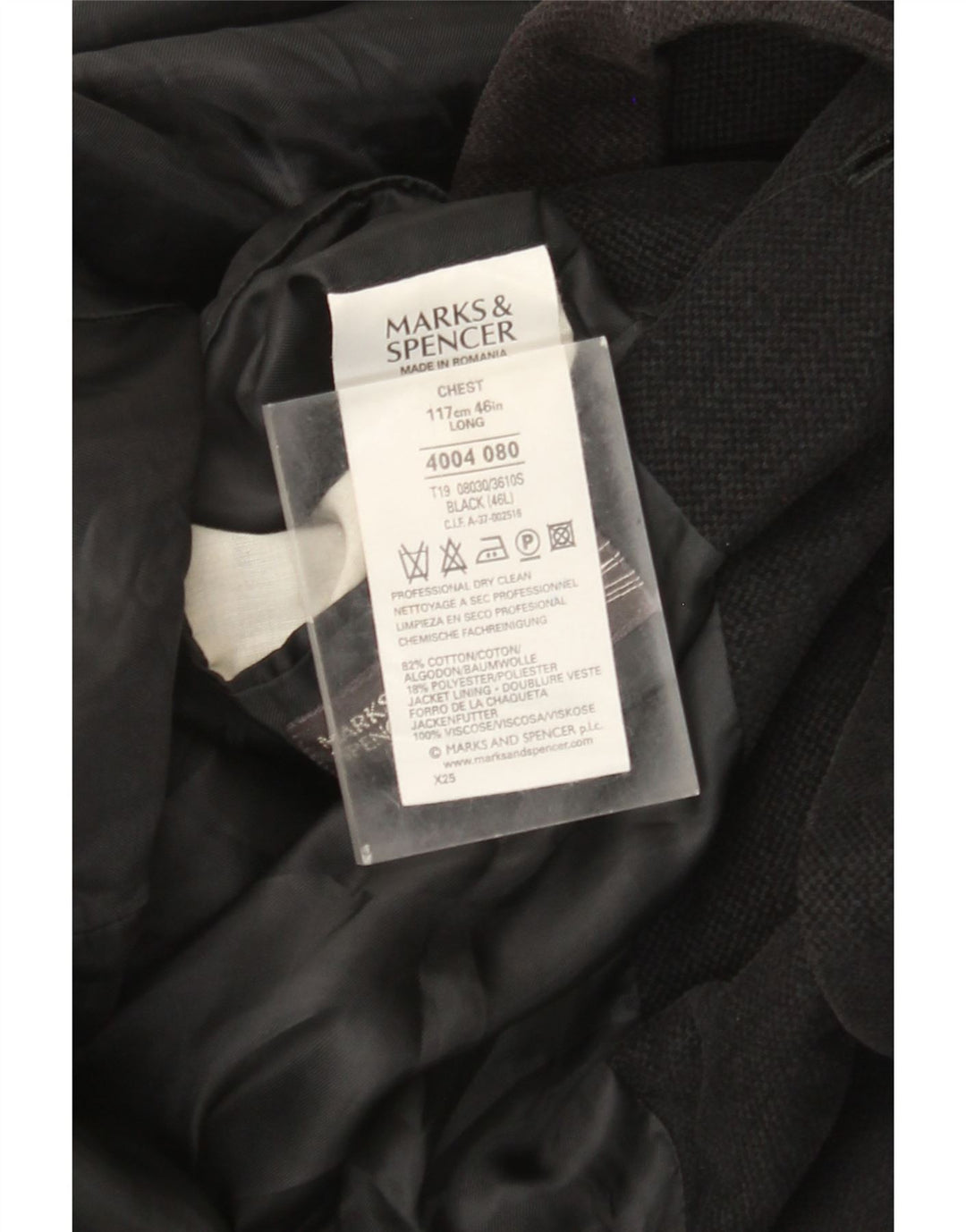 Marks & Spencer Ανδρικό Μπουφάν Blazer UK 46 XL Μαύρο βαμβακερό