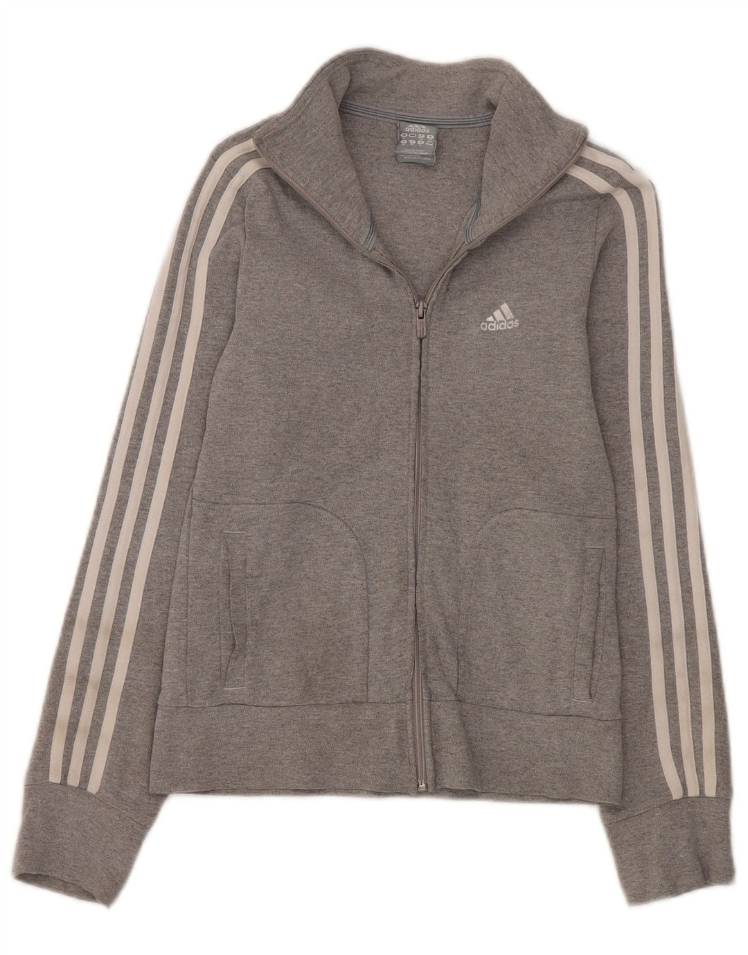 Γυναικεία αθλητική φόρμα Adidas κανονική εφαρμογή τοπ μπουφάν UK 8 μικρό γκρι βαμβακερό