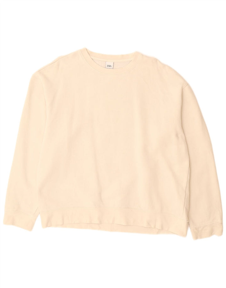 Zara Γυναικεία Φούτερ Jumper UK 20 2XL από λευκό βαμβακερό