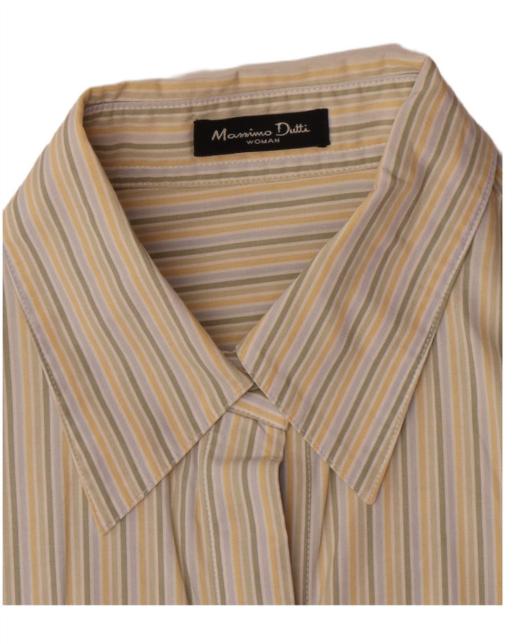 Massimo Dutti Γυναικείο Πουκάμισο UK 14 Medium Beige ριγέ μετάξι