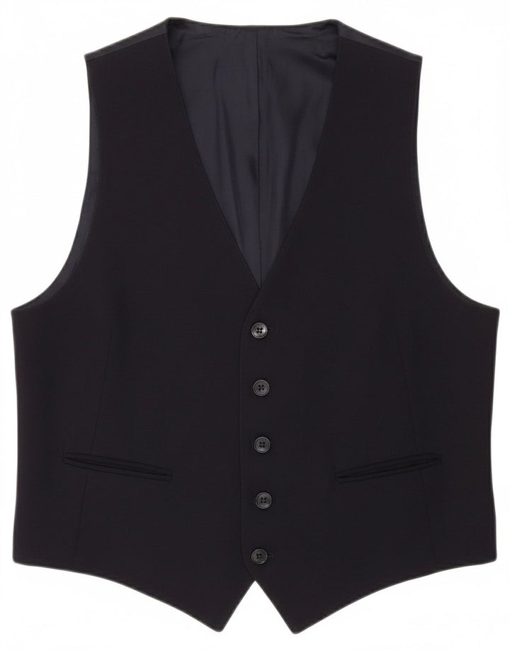 VINTAGE Mens Waistcoat Small Navy Blue