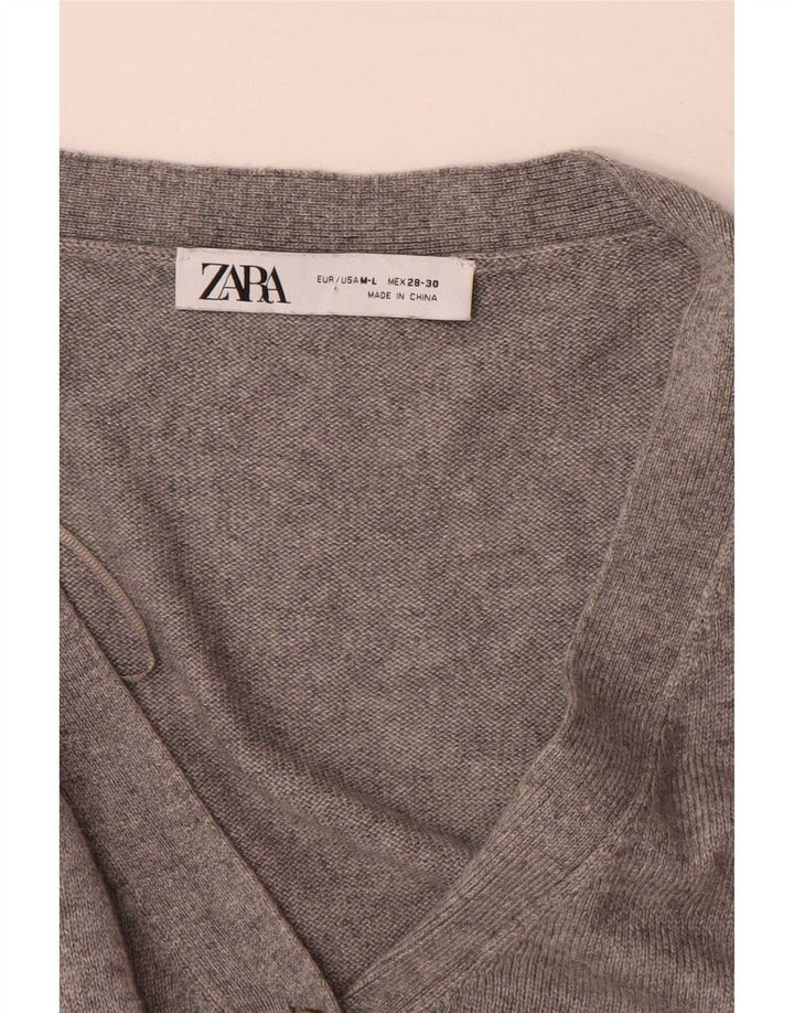 Zara Γυναικείο Longline Ζακέτα πουλόβερ UK 14 Medium Grey Flecked