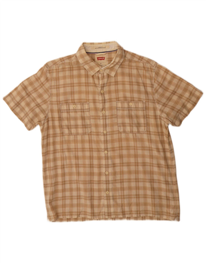 Ανδρικό κοντομάνικο πουκάμισο Levi's Standard Fit Medium Beige Check