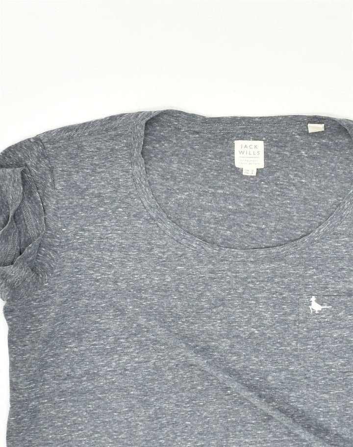 JACK WILLS Womens T-Shirt Top UK 10 Small  Grey Polyester | Vintage Jack Wills | Thrift | Second-Hand Jack Wills | Used Clothing | Messina Hembry 
