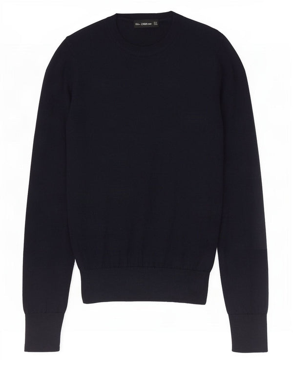 Zara Γυναικείο πουλόβερ με λαιμόκοψη Crop Crop UK 10 Small Navy Blue Polyester