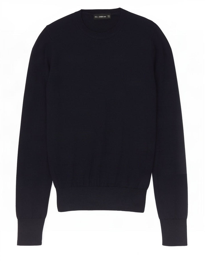 Zara Γυναικείο πουλόβερ με λαιμόκοψη Crop Crop UK 10 Small Navy Blue Polyester