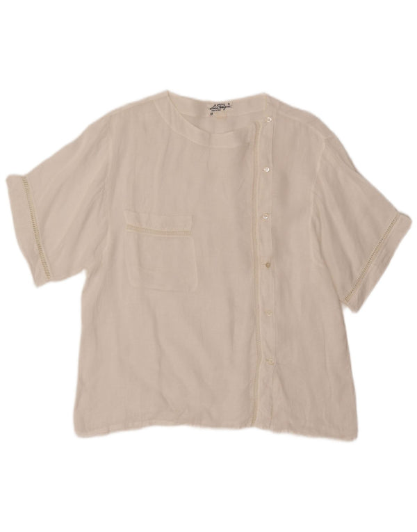 Γυναικείο κοντομάνικο πουκάμισο VINTAGE Μπλούζα IT 48 XL Λευκό