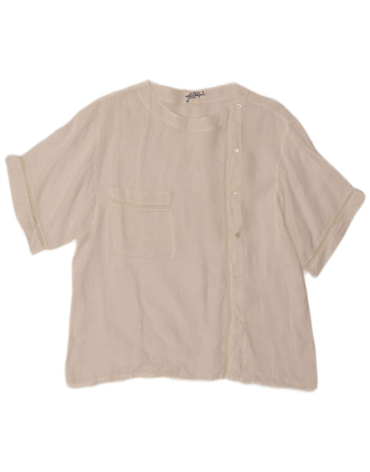 Γυναικείο κοντομάνικο πουκάμισο VINTAGE Μπλούζα IT 48 XL Λευκό