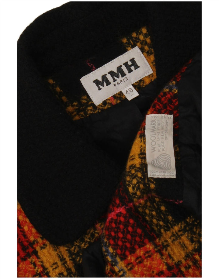 Vintage γυναικείο σακάκι με 5 κουμπιά σακάκι IT 48 XL Orange Check Virgin Wool