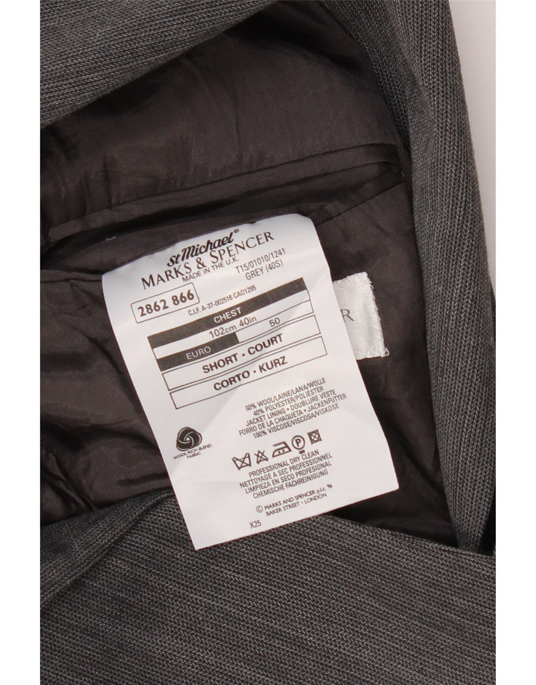 Marks & Spencer Ανδρικό μπλέιζερ με 2 κουμπιά μπουφάν UK 40 μεγάλο γκρι μαλλί