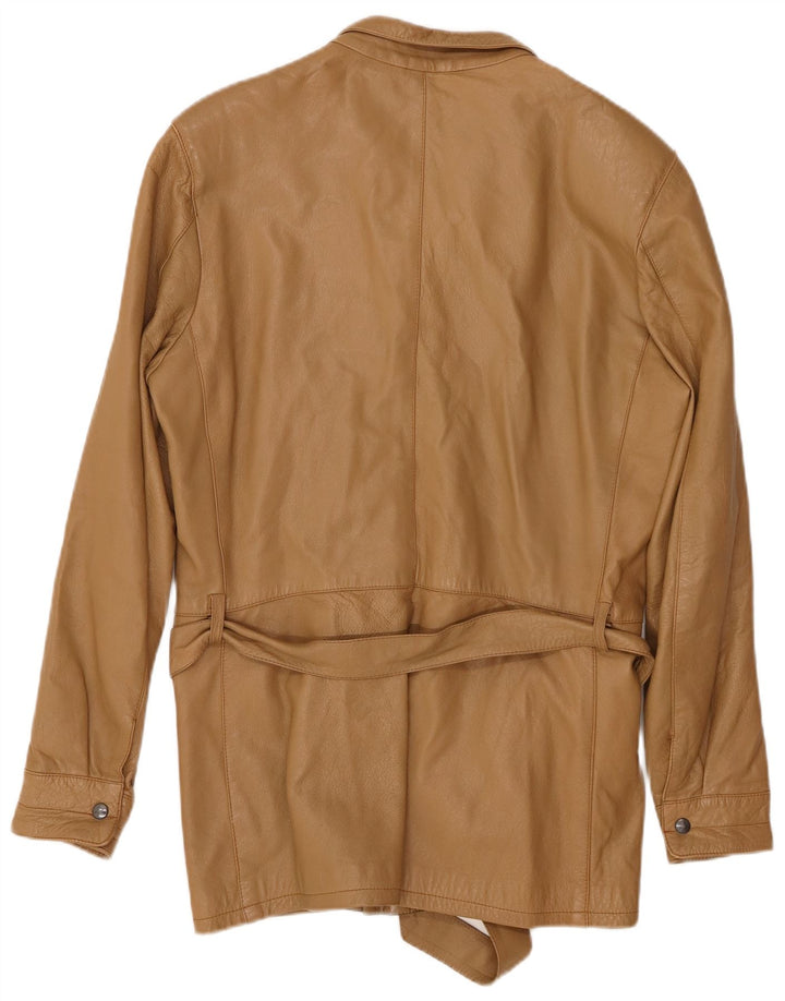 VINTAGE Γυναικείο Δερμάτινο Μπουφάν IT 46 Μεγάλο Καφέ