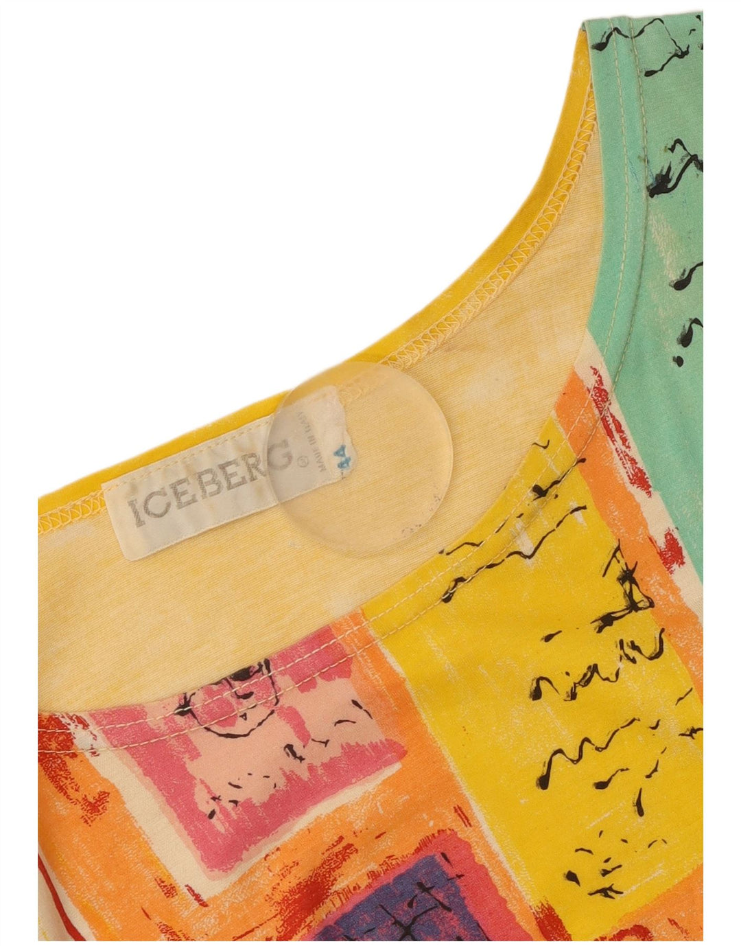 Iceberg Γυναικείο Γραφικό T-Shirt Top IT 44 Medium Yellow