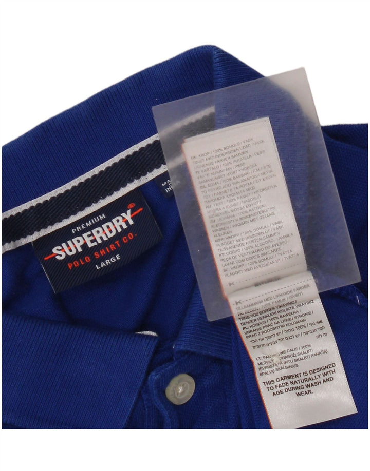 Ανδρικό πουκάμισο πόλο Superdry μεγάλο μπλε βαμβακερό