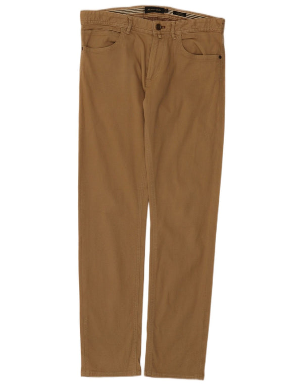 Massimo Dutti Mens Slim Fit Casual Trousers EU 38 Small W30 L30 Beige