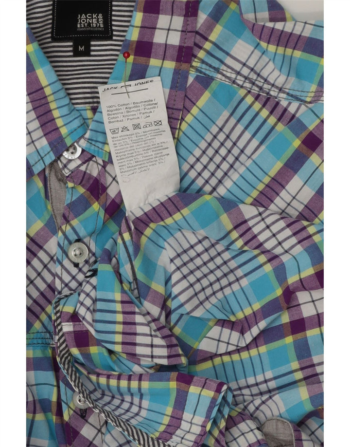 JACK & JONES Ανδρικό κοντομάνικο πουκάμισο μεσαίο μπλε βαμβακερό