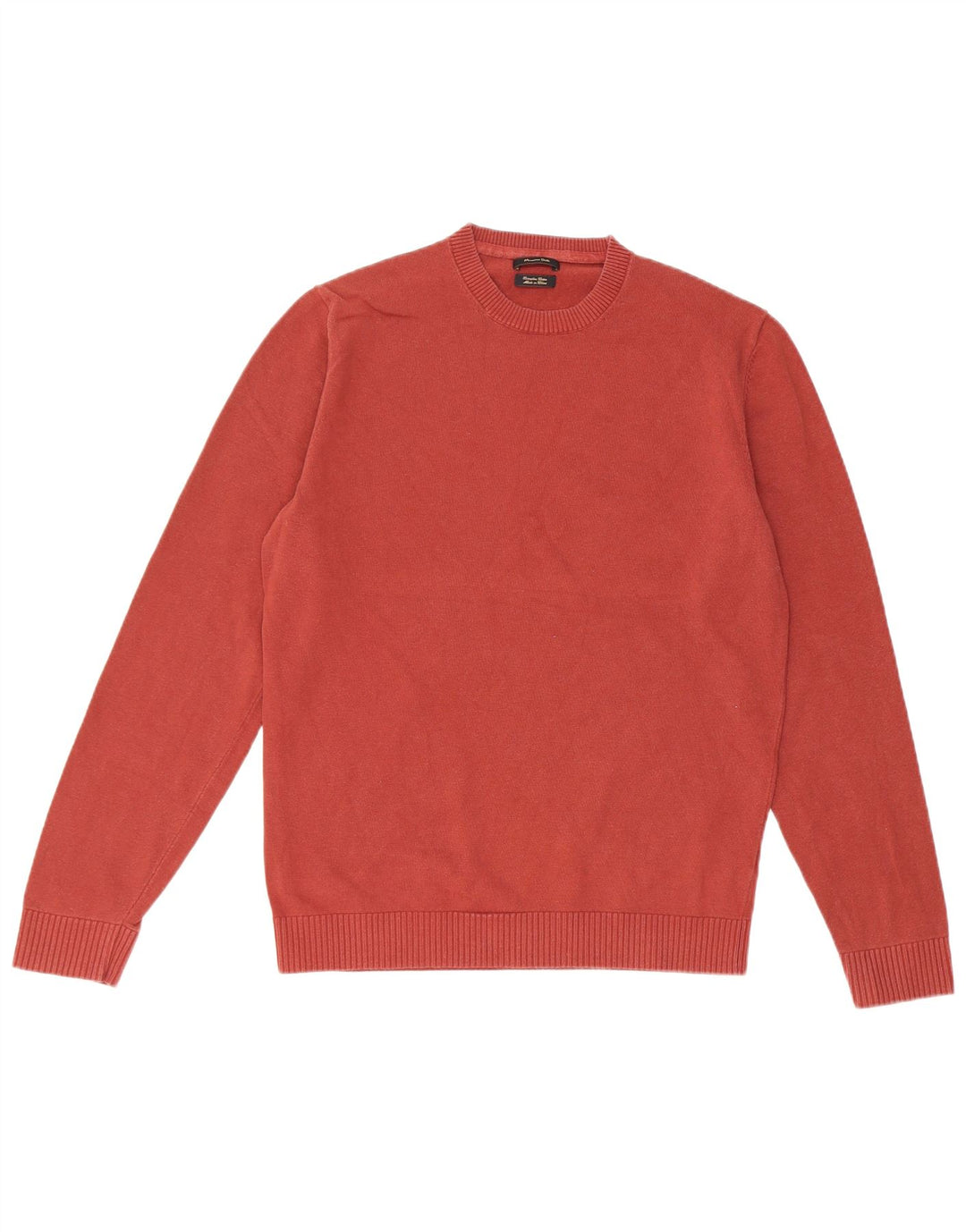 Massimo Dutti Ανδρικό πουλόβερ με λαιμόκοψη, μεσαίο βαμβακερό μπορντό