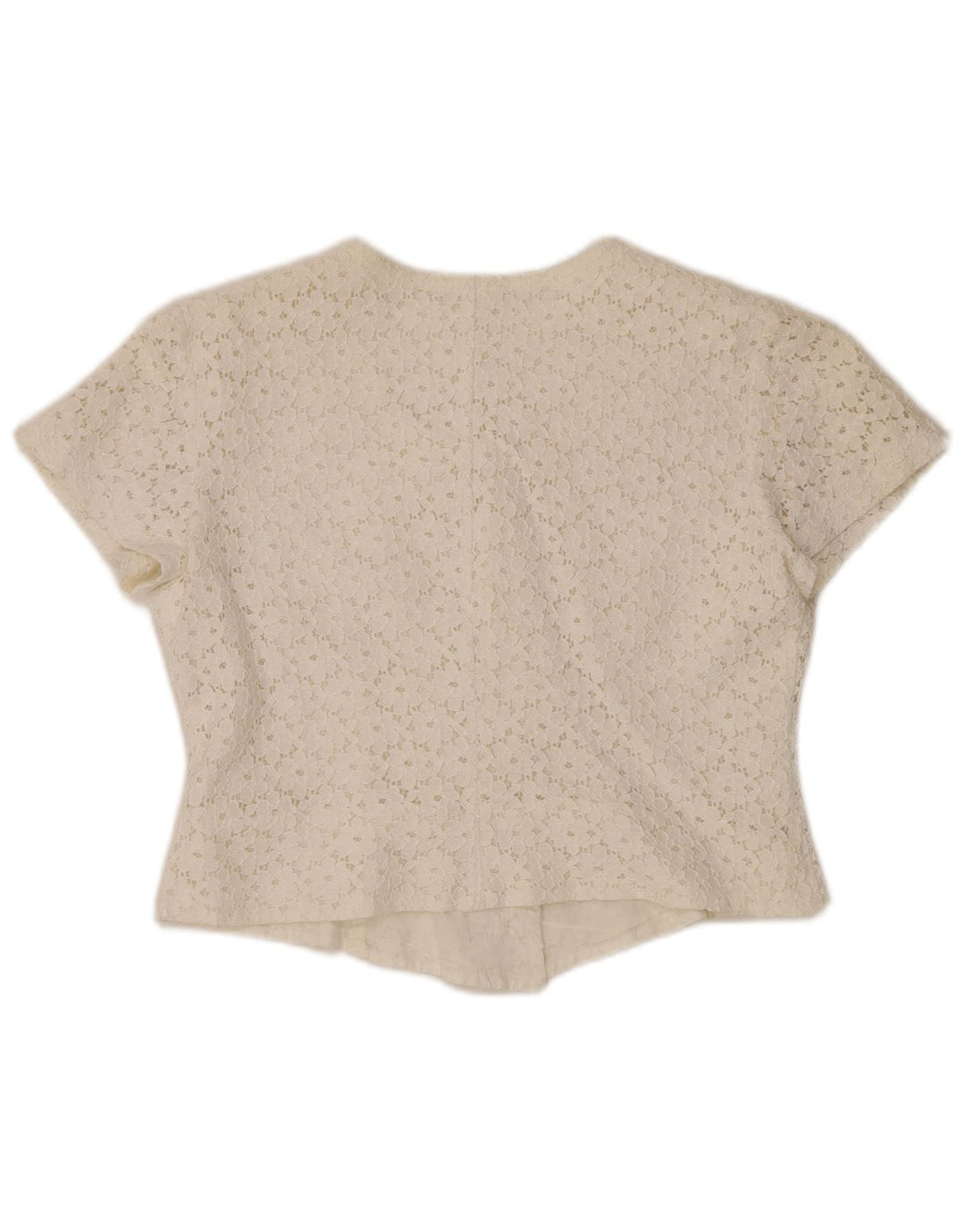 VINTAGE γυναικείο κοντομάνικο πουκάμισο μπλούζα IT 46 μεγάλο εκρού φλοράλ