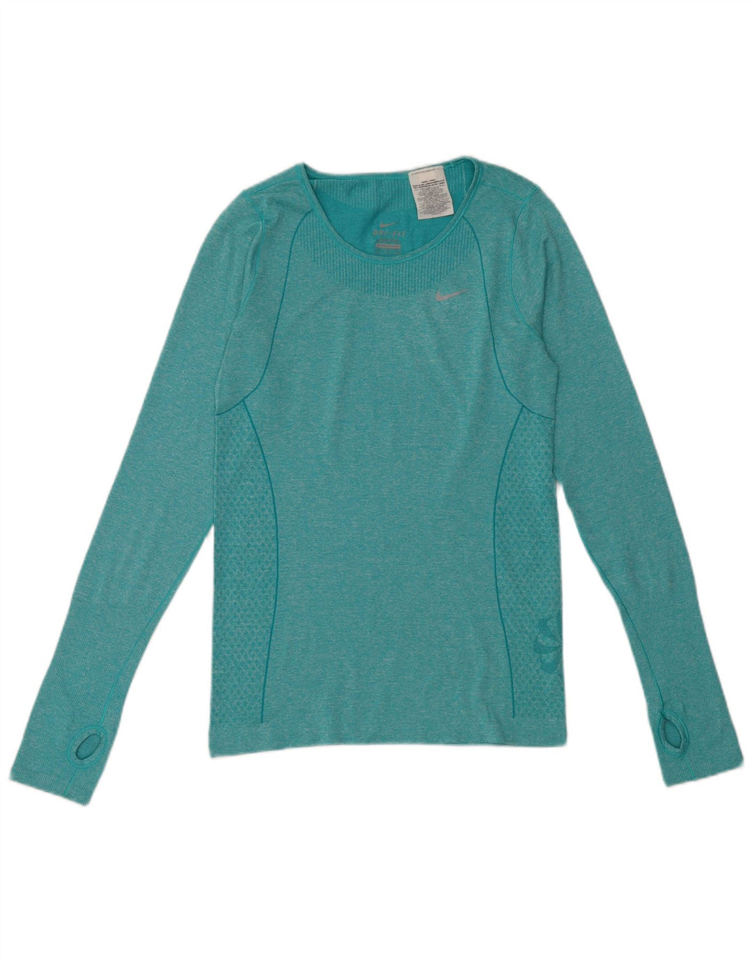 Nike γυναικεία Dri Fit Top μακριά μανίκια UK 10 Small Green Flecked Polyester