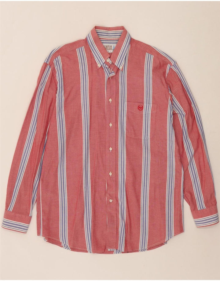 NORTON WILSON Mens Shirt Size 43 Large Red Striped Cotton Vintage Norton Wilson and Second-Hand Norton Wilson from Messina Hembry 