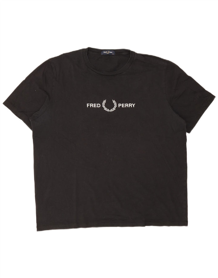 FRED PERRY Ανδρικό γραφικό T-Shirt Top 2XL Μαύρο βαμβακερό