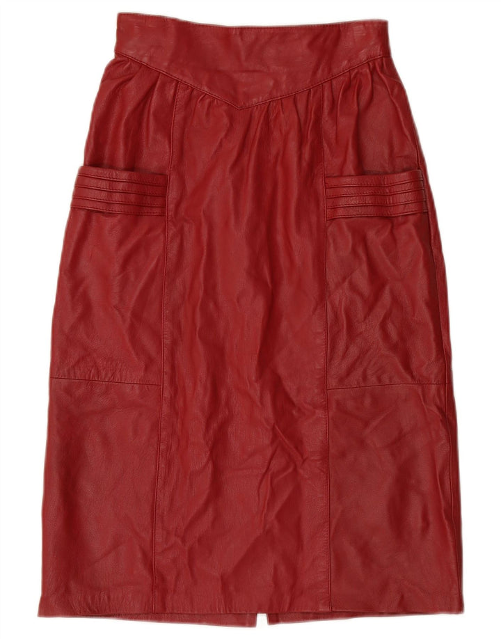 Γυναικεία ψηλόμεση δερμάτινη φούστα VINTAGE W24 XS Μπορντό