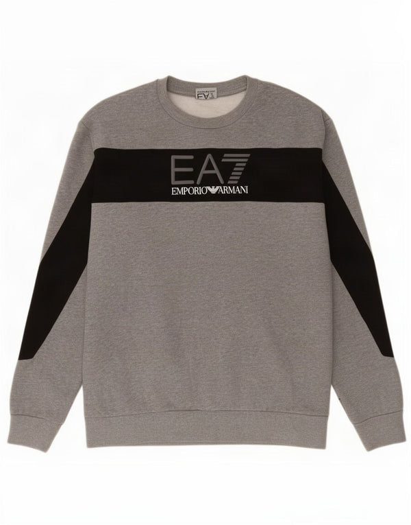 Ανδρικό γραφικό φούτερ Emporio Armani Jumper Medium Grey Colourblock