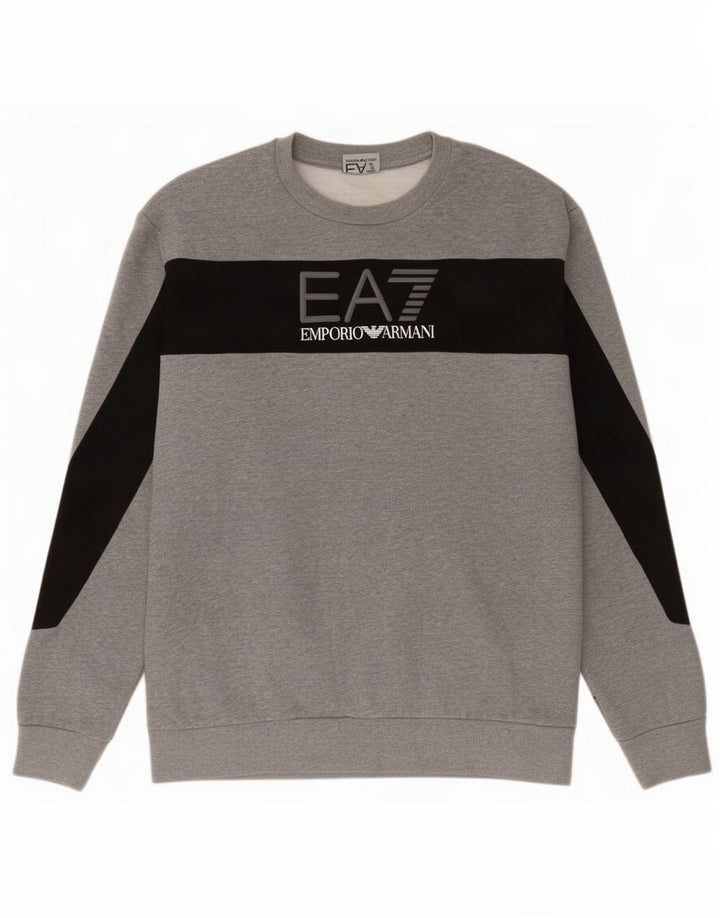 Ανδρικό γραφικό φούτερ Emporio Armani Jumper Medium Grey Colourblock