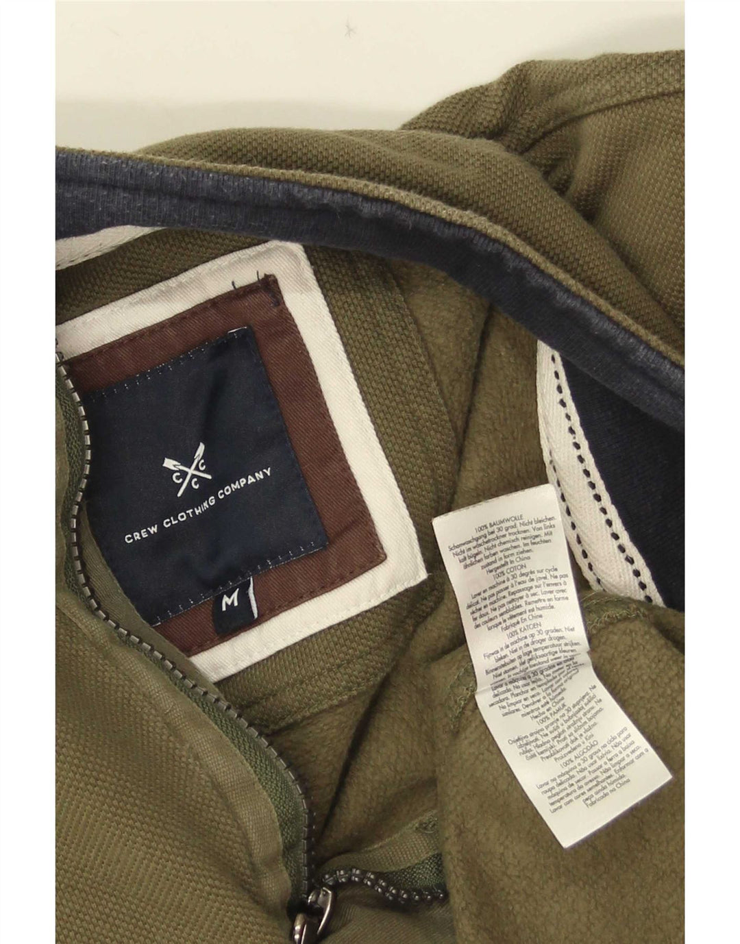 Ανδρικό φούτερ με φερμουάρ Crew Clothing, μεσαίο χακί βαμβακερό