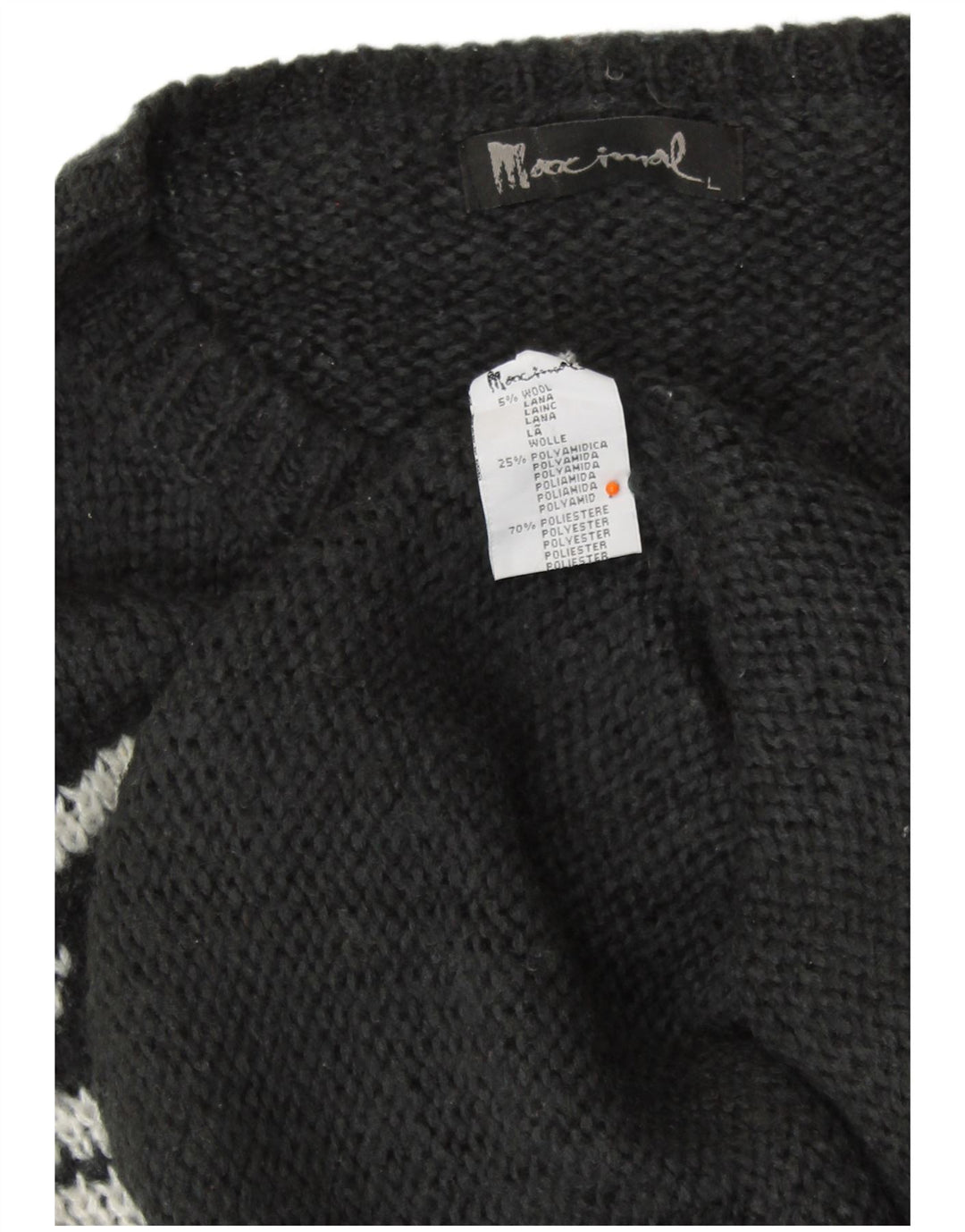 VINTAGE Γυναικείο πουλόβερ με λαιμόκοψη UK 16 Large Black Fair Isle Wool