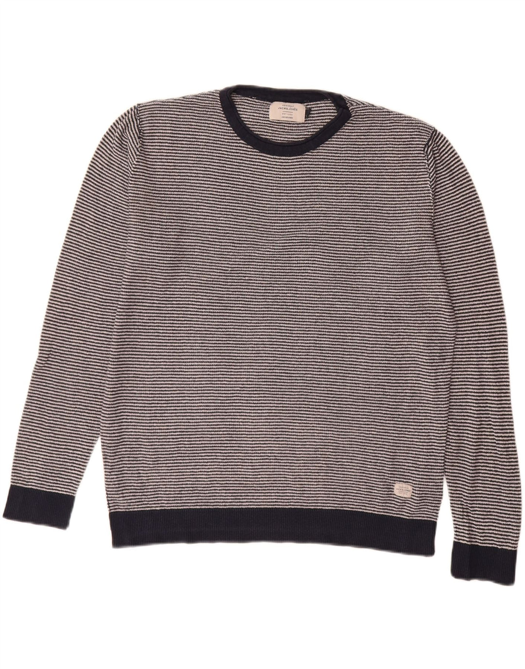 Jack & Jones Ανδρικό πουλόβερ με λαιμόκοψη μεγάλου μπλε ριγέ