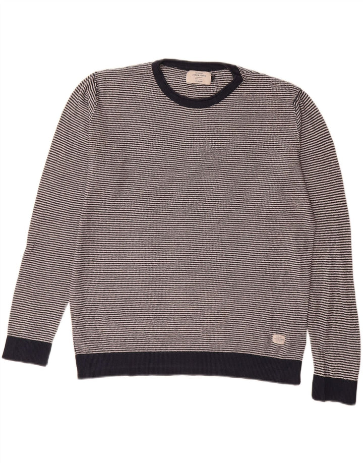Jack & Jones Ανδρικό πουλόβερ με λαιμόκοψη μεγάλου μπλε ριγέ