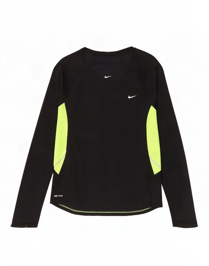 Γυναικείο τοπ Nike Dri Fit Μακρυμάνικο UK 14 Medium Black Colourblock