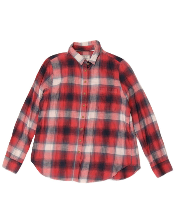 Fat Face Γυναικείο Classic Fit Flannel πουκάμισο UK 14 μεγάλο κόκκινο βαμβακερό καρό