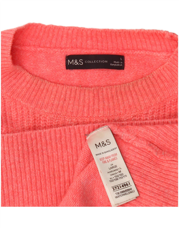 Marks & Spencer Γυναικείο πουλόβερ με λαιμόκοψη μεγάλου μεγέθους UK 16 μεγάλο ροζ