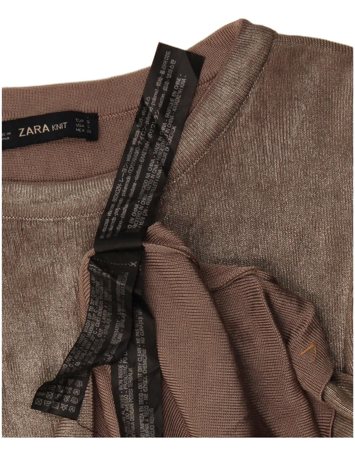 Zara Γυναικεία Μπλούζα Τοπ UK 10 Small Beige Viscose