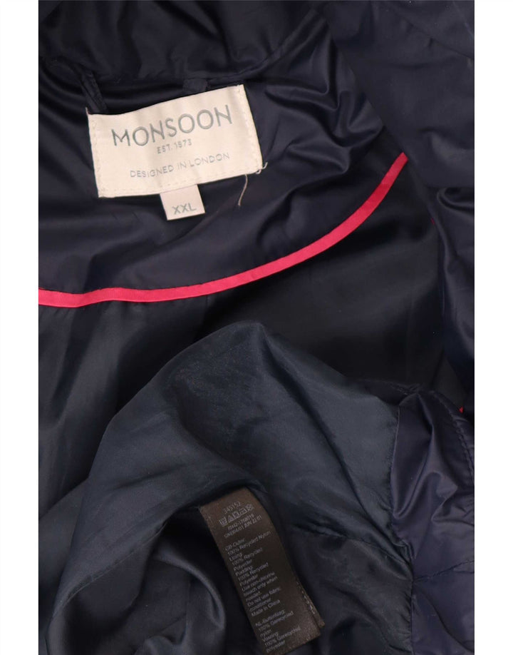 Γυναικείο γυναικείο παλτό με κουκούλα Monsoon UK 22 2XL Navy Blue Polyester