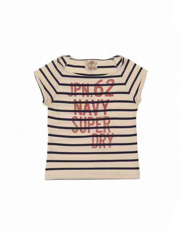 Γυναικείο γραφικό μπλουζάκι Superdry Top UK 10 Small White ριγέ