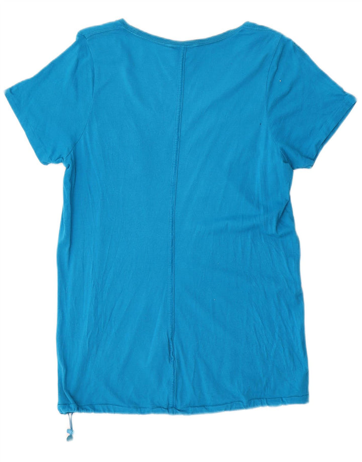 Γυναικείο T-Shirt Nike τοπ UK 14 μεσαίου μπλε βαμβακερό