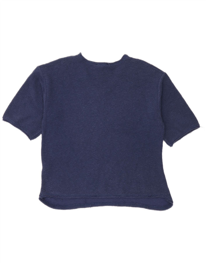 Zara Γυναικείο T-Shirt Top UK 14 Medium Navy Blue Cotton