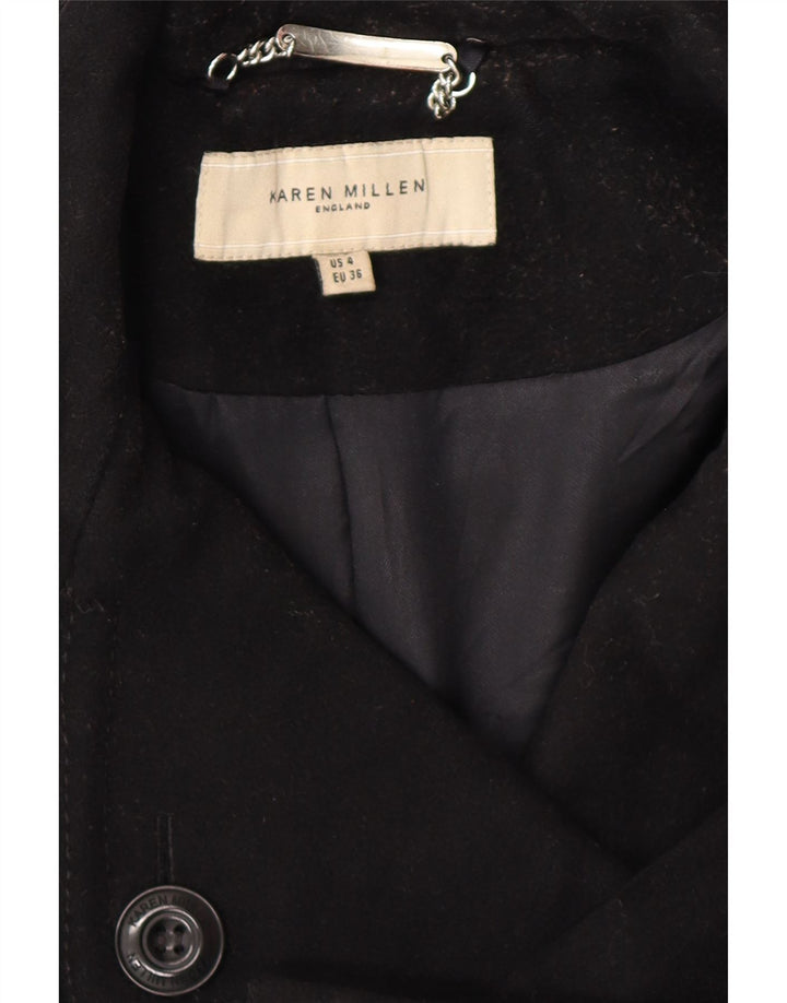 KAREN MILLEN Γυναικεία καμπαρντίνα UK 8 Small Black Wool