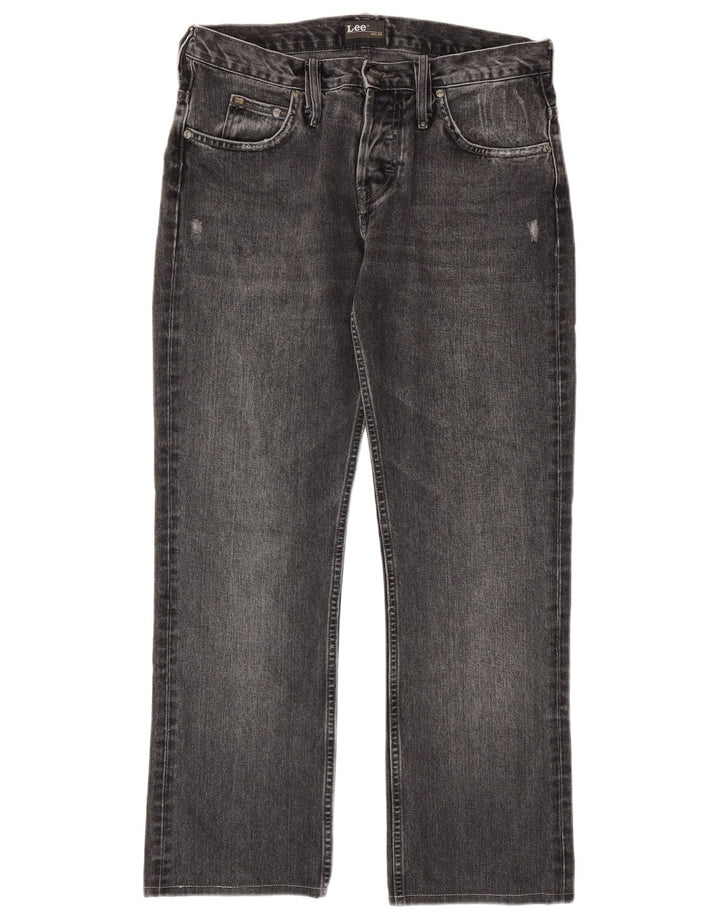 LEE Mens Knox Distressed Straight Jeans W32 L29 Γκρι βαμβακερό