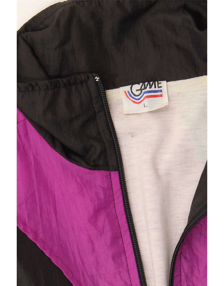Vintage ανδρική αθλητική φόρμα Top Jacket Μεγάλο Μαύρο Colourblock Nylon