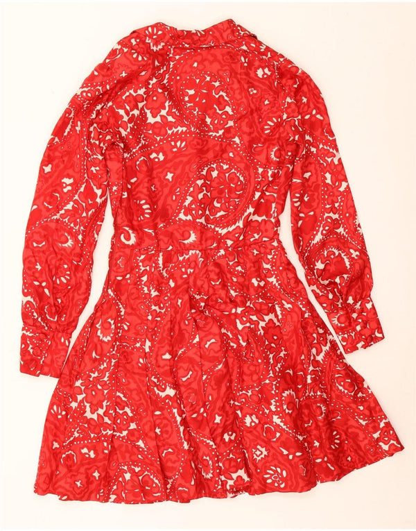 Vintage γυναικείο φόρεμα A-Line UK 12 Medium Red Paisley