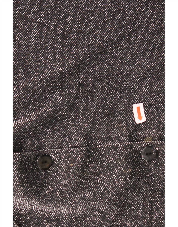 VINTAGE γυναικείο πουκάμισο υπερμεγέθη μπλούζα UK 16 Large Black flecked Polyester