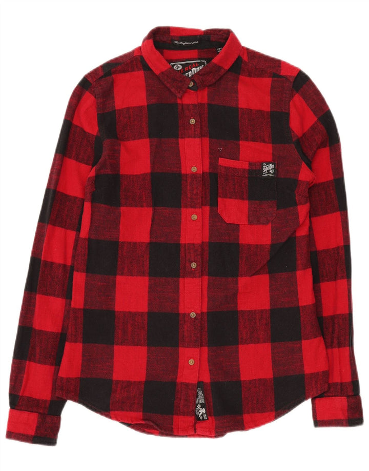 Superdry γυναικείο κλασικό μπλουζάκι φανέλα UK 10 Small Red Gingham Cotton